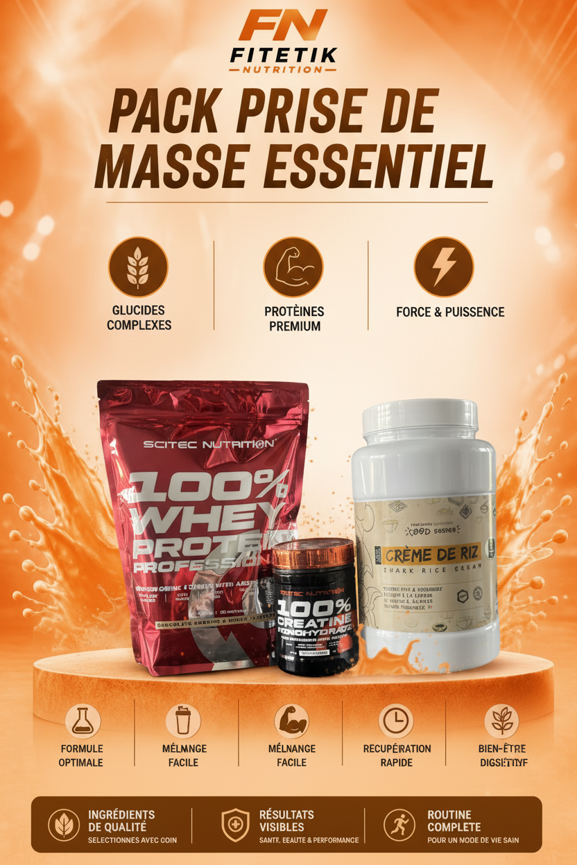 Pack Prise de Masse Essentiel 💪 - Whey + Créatine + Crème de Riz
